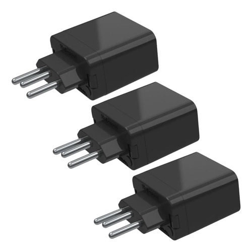 Kit 3 Plug Protetor (DPS) Qualitronix 10A 3 Pinos Preto