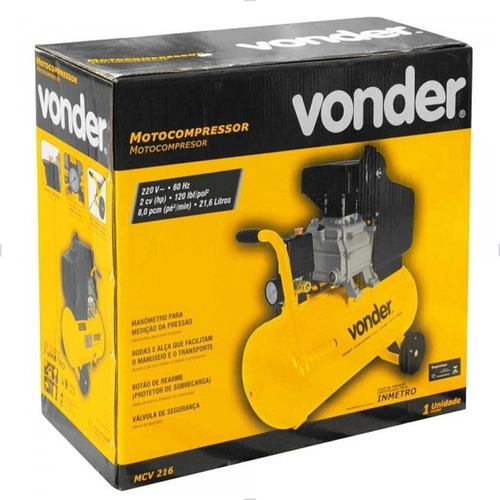 Motocompressor de ar 8,0 pcm 21,6 litros 110V MCV216 VONDER