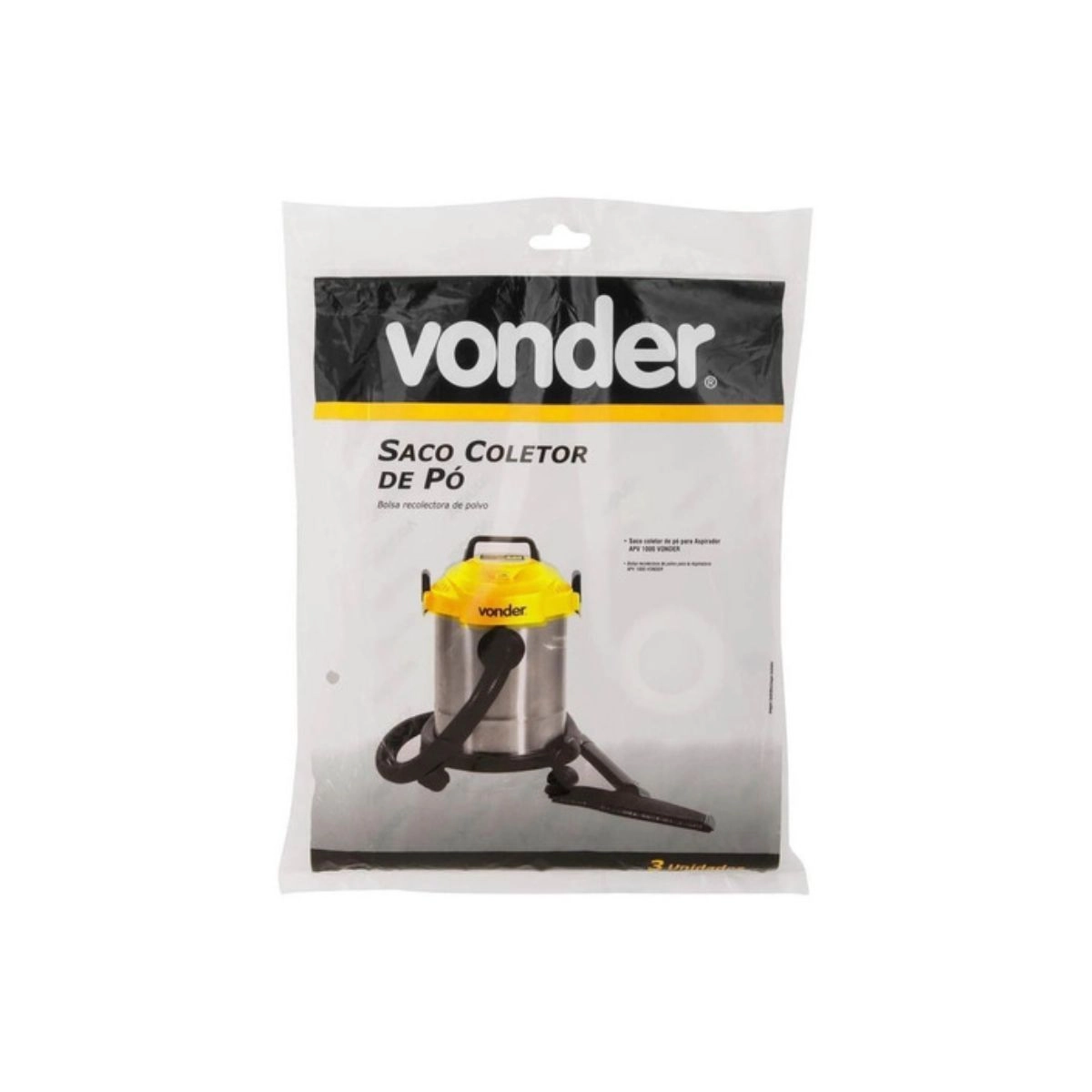 Saco coletor de pó para aspirador APV1000 jogo com 3 peças VONDER