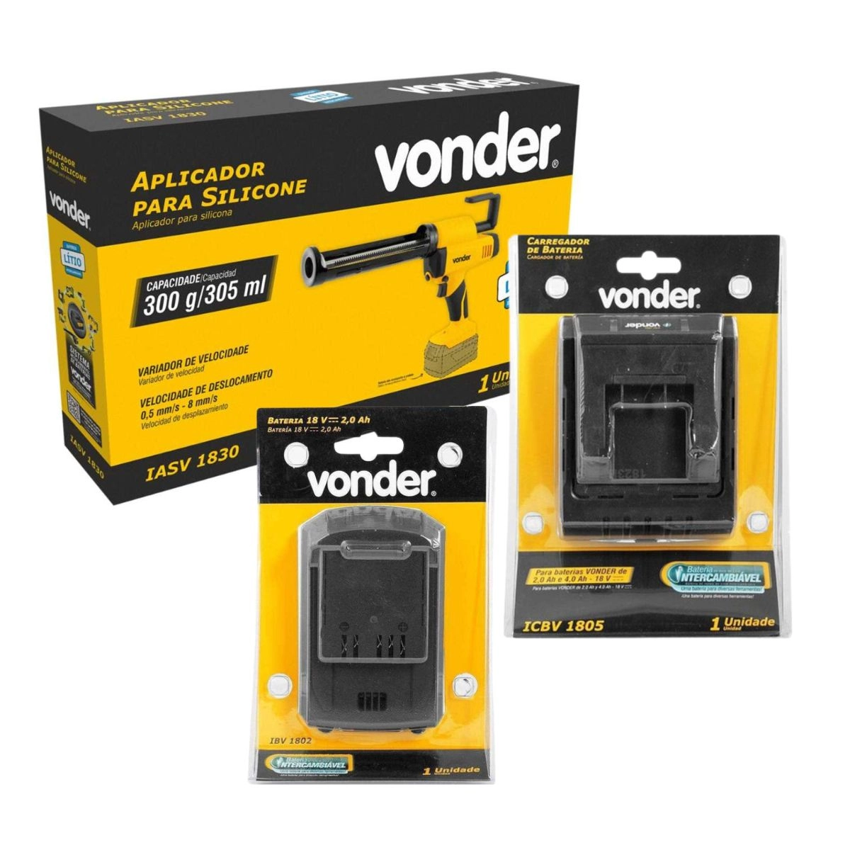 Kit Aplicador p/ silicone IASV1830 Bateria+Carregador VONDER