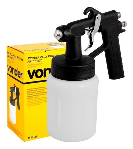 Pistola para pintura com caneca plástica ar direto PPV90 VONDER Pistola para pintura com caneca plástica ar direto PPV90 VONDER
