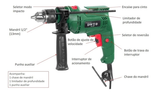 Furadeira com impacto 1/2" 550W FID550N DWT Furadeira com impacto 1/2" 550W FID550N DWT