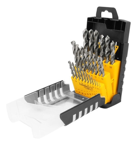 Jogo de brocas de aço rápido DIN338 com 25 peças VONDER 