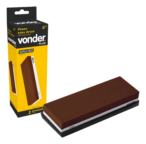 Pedra para afiar 6"dupla face retangular VONDER PLUS Pedra para afiar 6"dupla face retangular VONDER PLUS