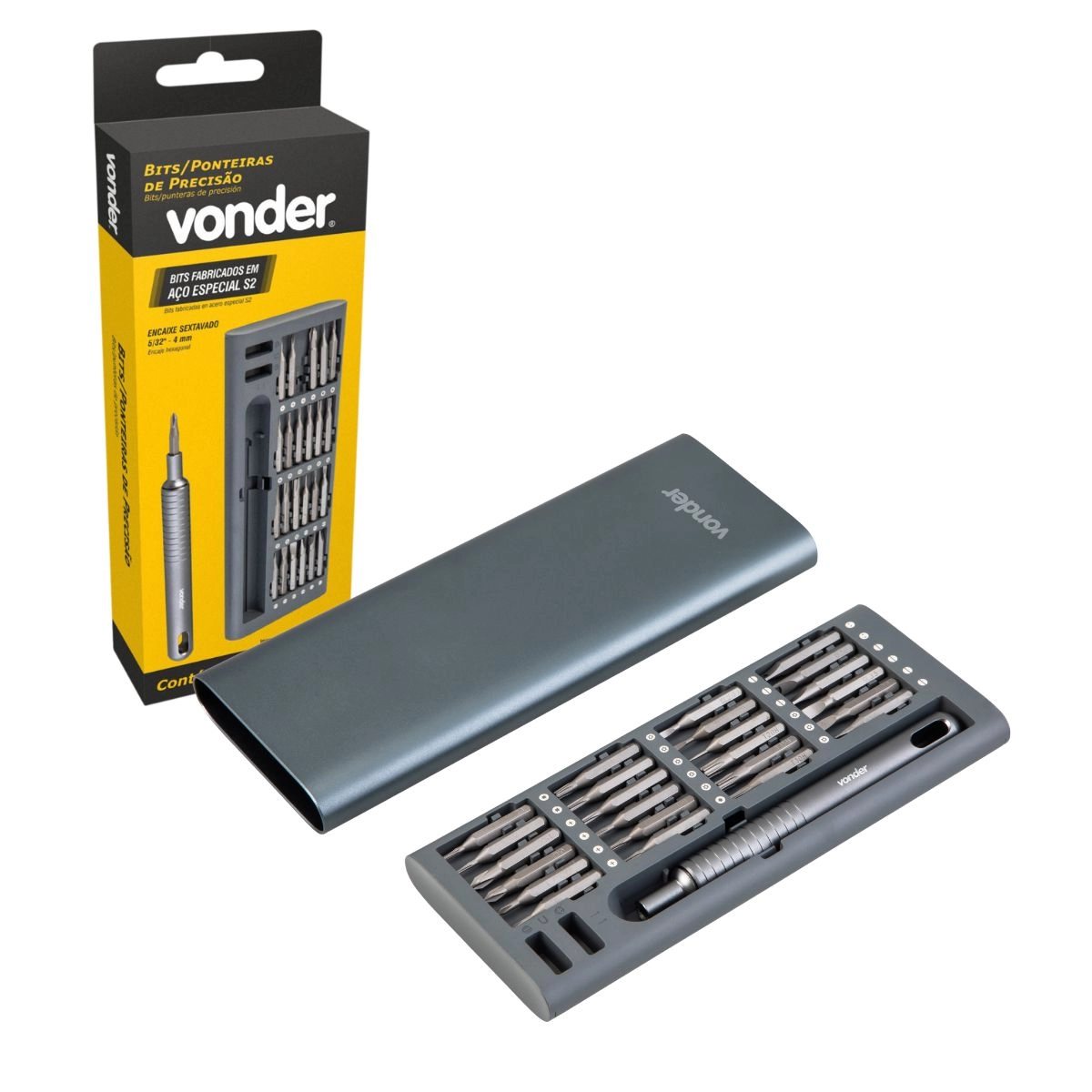 Jogo de bits/ponteiras de precisão c/ 51peças de 4mm VONDER Jogo de bits/ponteiras de precisão c/ 51peças de 4mm VONDER