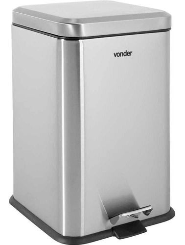 Lixeira retangular 20 litros inox cinza VONDER