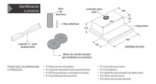 Depurador Exaustor Slim 60cm De Embutir Inox Fischer Depurador Exaustor Slim 60cm De Embutir Inox Fischer