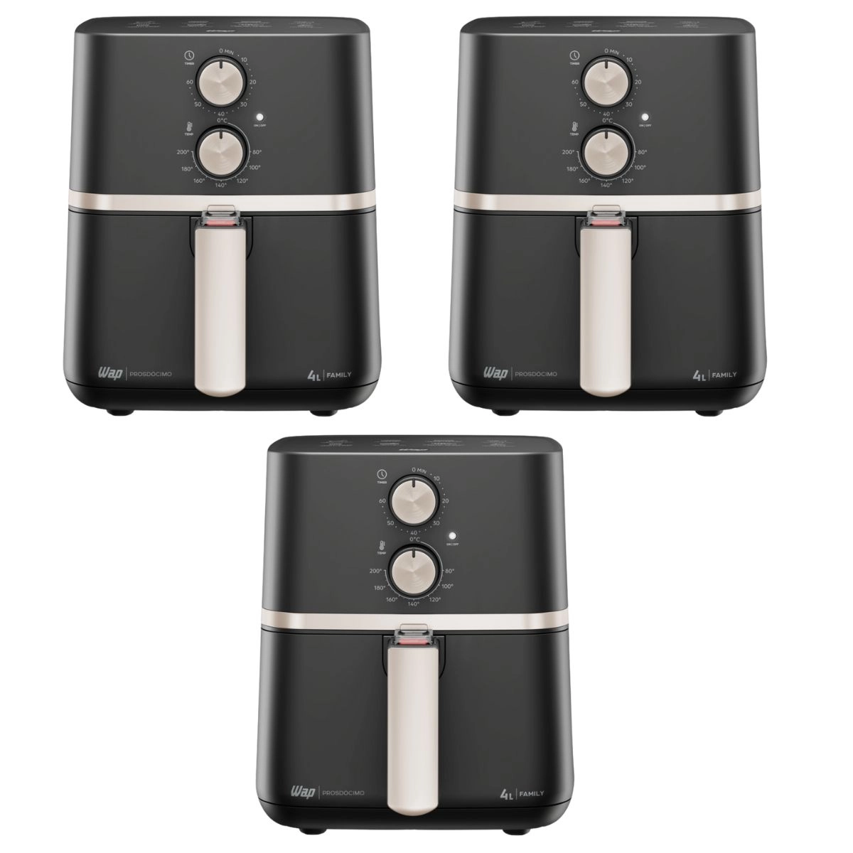 Kit com 3 Fritadeira Elétrica Air Fryer FAMILY 4 Litros WAP  Kit com 3 Fritadeira Elétrica Air Fryer FAMILY 4 Litros WAP