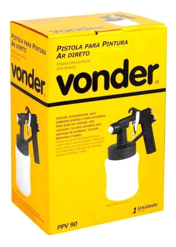 Pistola para pintura com caneca plástica ar direto PPV90 VONDER Pistola para pintura com caneca plástica ar direto PPV90 VONDER