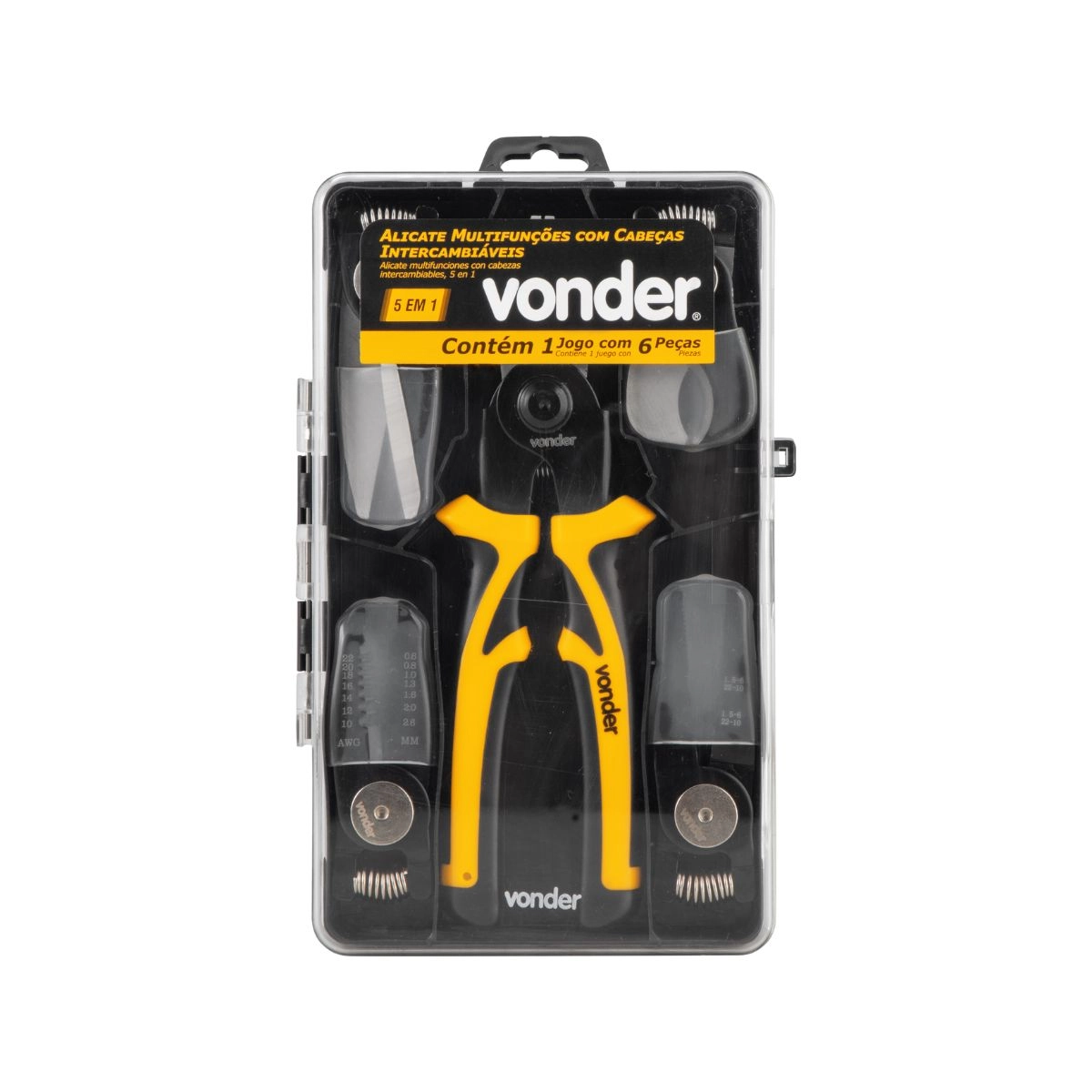 Alicate multifunções cabeças intercambiáveis 5 em 1 VONDER Alicate multifunções cabeças intercambiáveis 5 em 1 VONDER