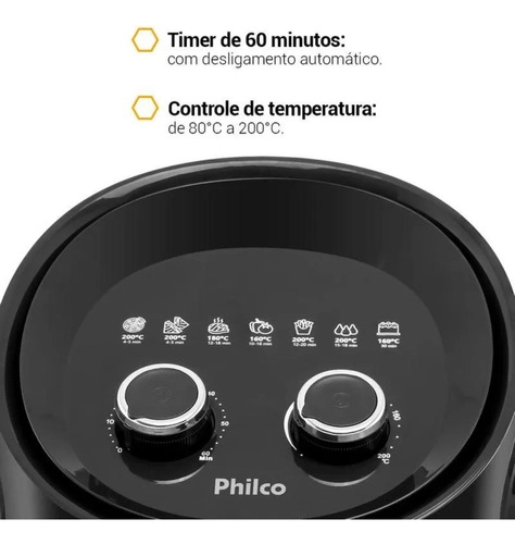 Fritadeira Air Fryer Philco PFR15PG Gourmet Black Fritadeira Air Fryer Philco PFR15PG Gourmet Black
