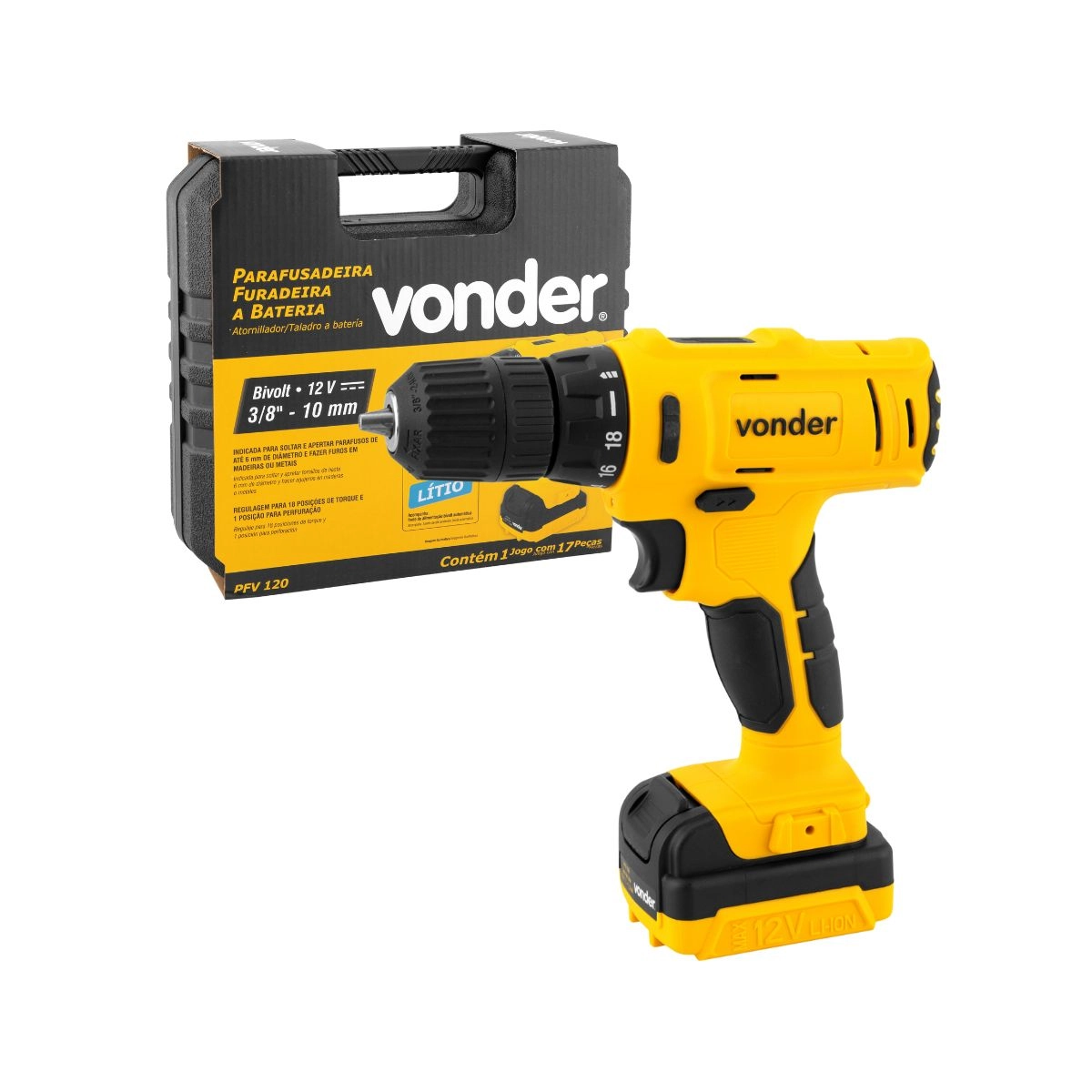 Kit Limpeza LAV1600 110V Parafusadeira e Escova Vonder Kit Limpeza LAV1600 110V Parafusadeira e Escova Vonder