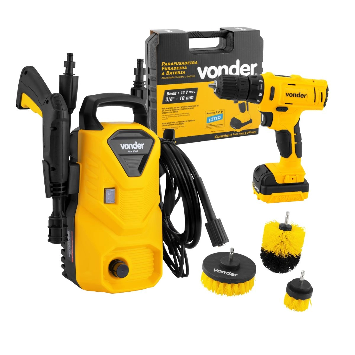 Kit Limpeza LAV1300 220V Parafusadeira e Escovas Vonder