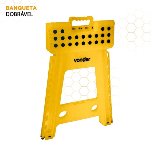 Banqueta plástica dobrável amarela altura 450 mm VONDER Banqueta plástica dobrável amarela altura 450 mm VONDER
