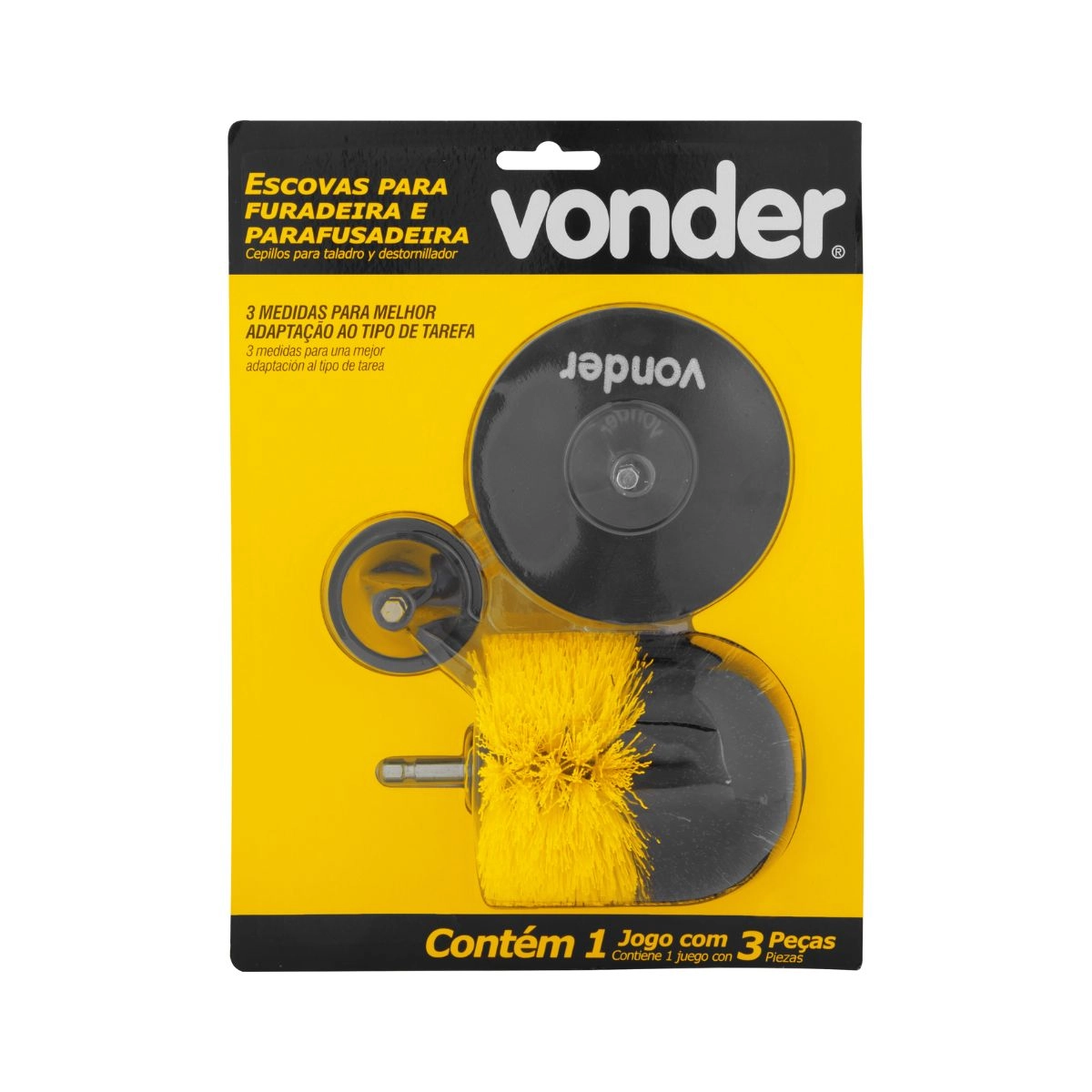 Jogo de escovas 3pçs para furadeira e parafusadeira VONDER Jogo de escovas 3pçs para furadeira e parafusadeira VONDER