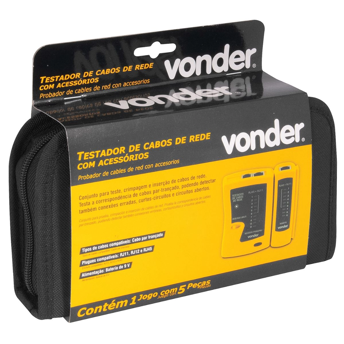 30 Testador de cabos de rede RJ11, RJ12, RJ45 Vonder 30 Testador de cabos de rede RJ11, RJ12, RJ45 Vonder