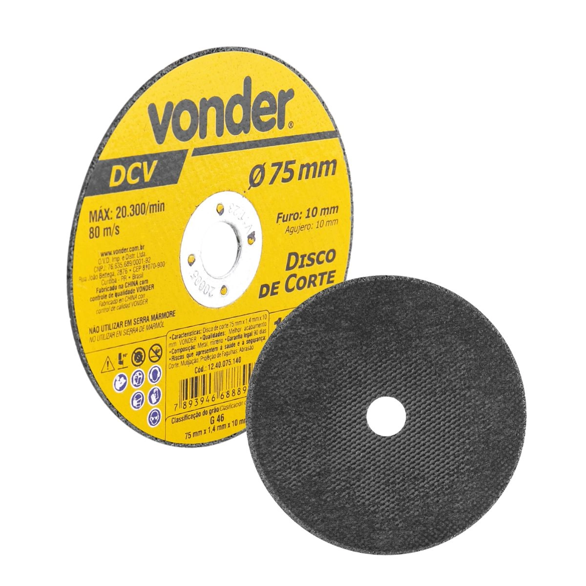 Disco de corte 75mmx1,4mmx10mm DCV VONDER