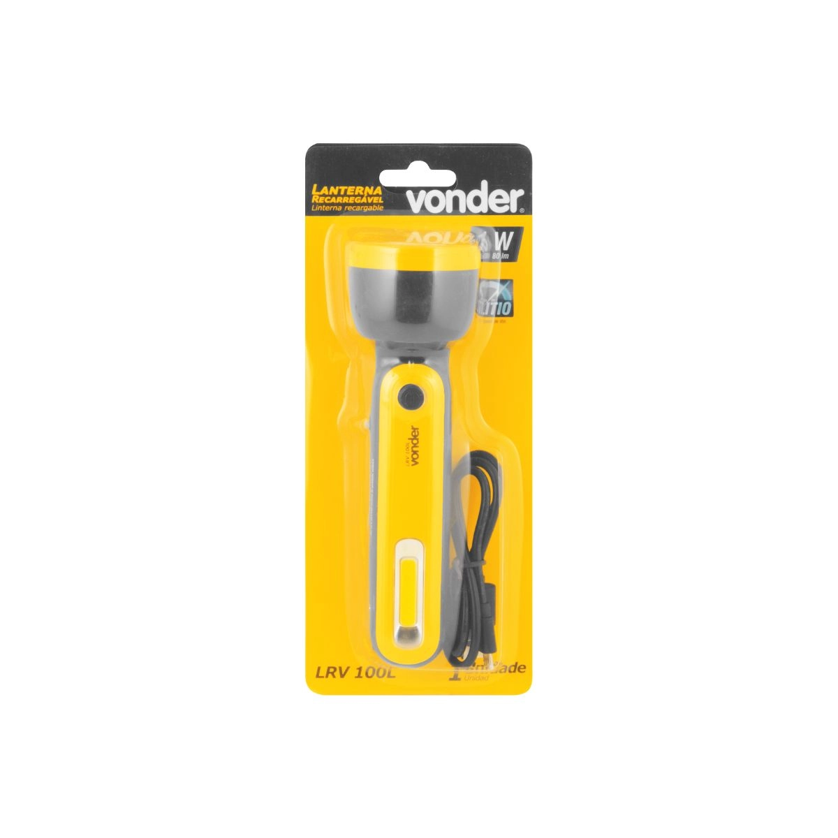Lanterna recarregável 80-100 lúmens bateria de lítio LRV100L VONDER 