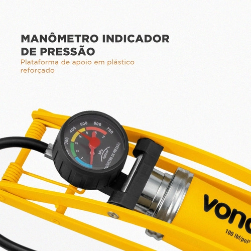 Bomba de ar para encher pneus com pedal VONDER