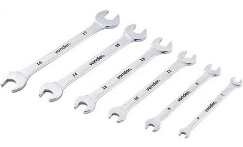 Jogo de chaves fixas 6 mm a 17 mm cromadas 6 peças VONDER