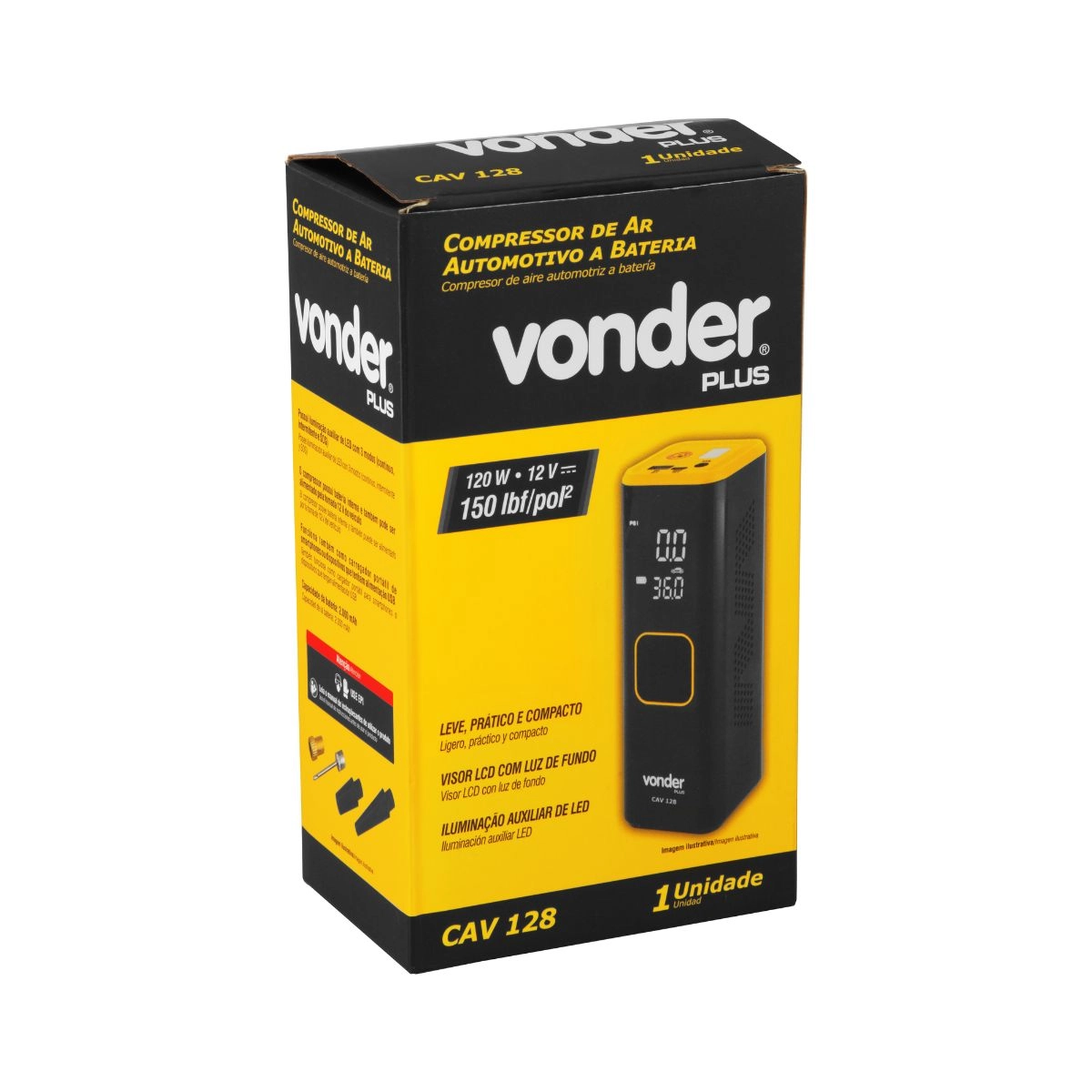 Compressor de ar automotivo a bateria CAV128 VONDER PLUS Compressor de ar automotivo a bateria CAV128 VONDER PLUS