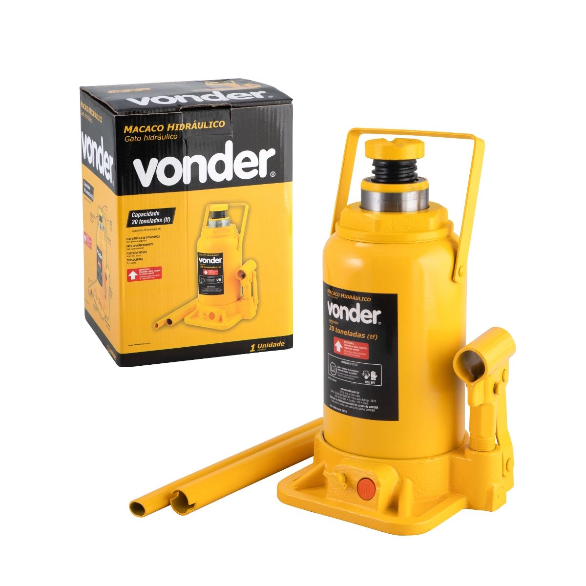 Macaco hidráulico tipo garrafa 20 toneladas (20tf) VONDER 