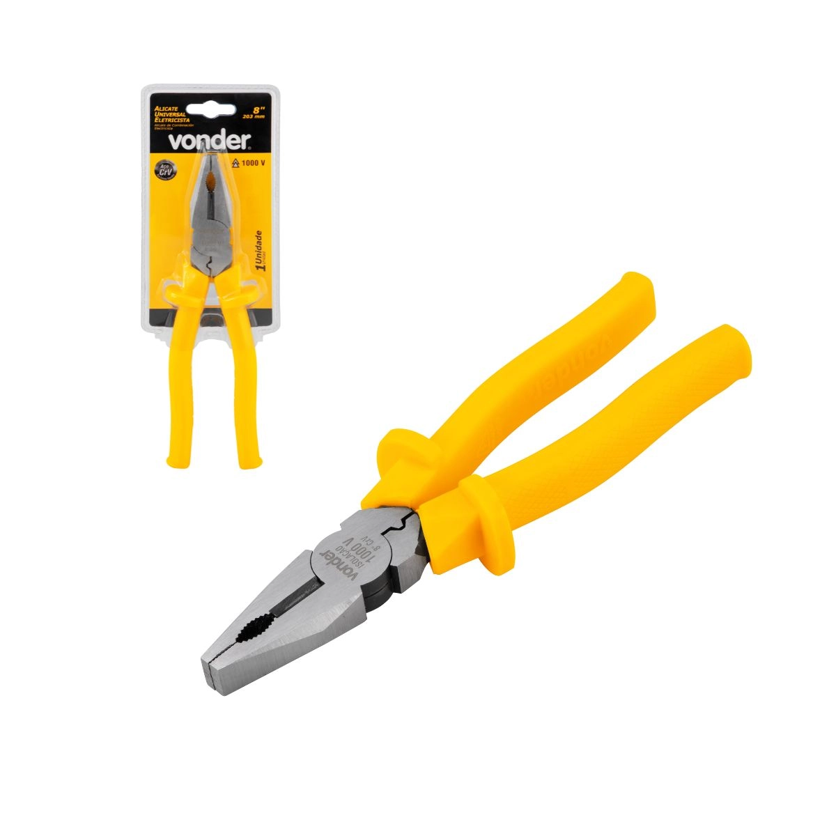 Alicate universal 8" para eletricista CRV 1.000V VONDER 