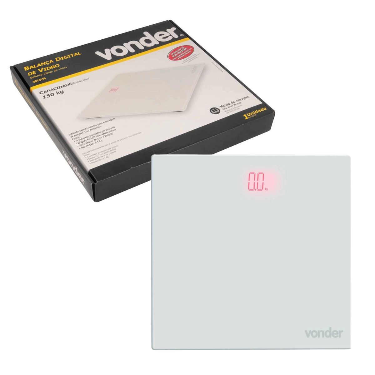 Balança digital de vidro 150 kg BDV0150 VONDER