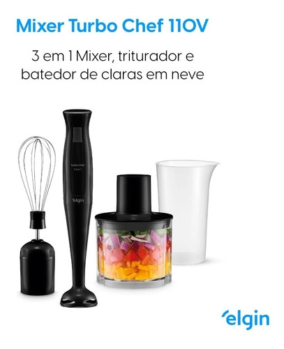 Mixer Turbo Chef 3 EM 1 200w Elgin Cor Preto Mixer Turbo Chef 3 EM 1 200w Elgin Cor Preto