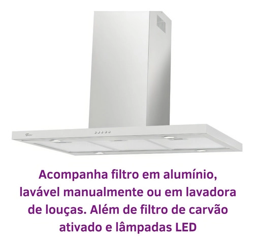 Coifa De Ilha Tradition Line 90cm Inox Fischer