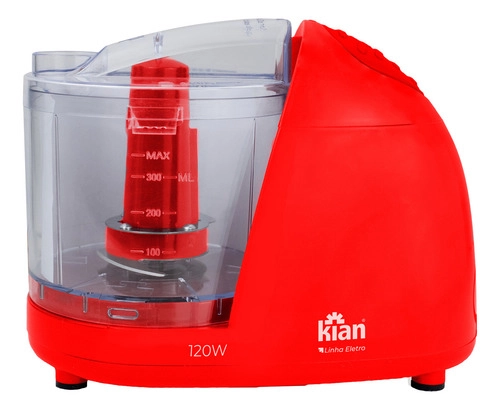 Mini Processador Elétrico 500ml Vermelho Kian Mini Processador Elétrico 500ml Vermelho Kian