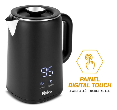 Chaleira Elétrica 1,8L Painel Digital PCH18B PHILCO Chaleira Elétrica 1,8L Painel Digital PCH18B PHILCO