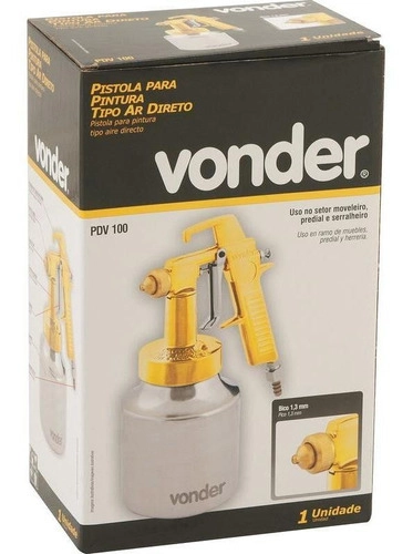 Pistola para pintura com caneca em alumínio tipo sucção ar direto PDV100 Vonder Pistola para pintura com caneca em alumínio tipo sucção ar direto PDV100 Vonder