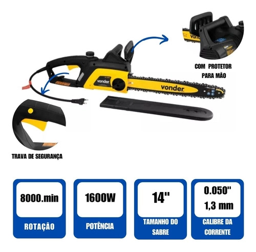 Motosserra Elétrica 1600W EV1600 Vonder 