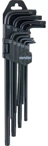 Jogo De Chaves Hexalobular Longas T10 a T50 Com 9 Peças VONDER 