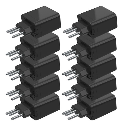 Kit 10 Plug Protetor (DPS) Qualitronix 10A 3 Pinos Preto