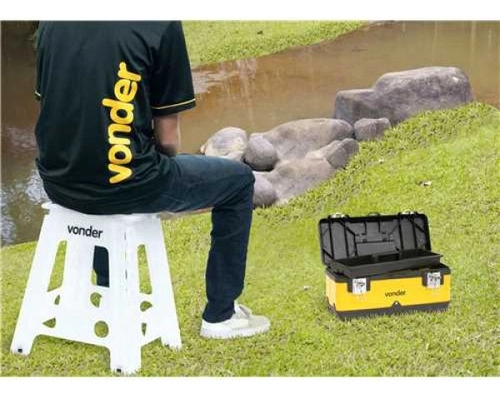 Banqueta plástica dobrável branca altura 450 mm VONDER