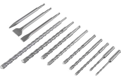 Jogo de brocas ponteiro e talhadeiras tipo SDS PLUS com 12 peças VONDER