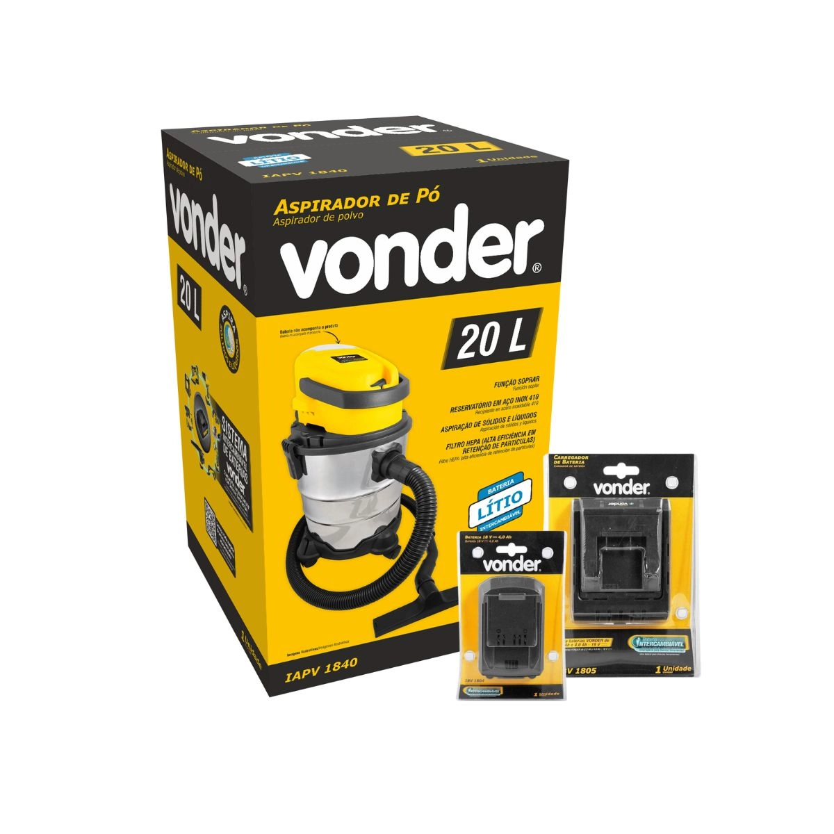 Aspirador de pó IAPV1840 + Bateria4ah + Carregador  VONDER 