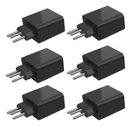 Kit 6 Plug Protetor (DPS) Qualitronix 10A 3 Pinos Preto