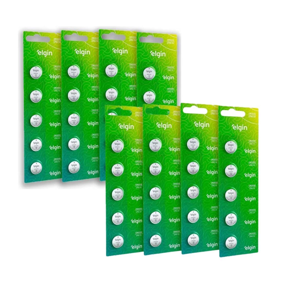 Kit 100 Baterias Litio 3V CR2032 Blisters com 5pçs Elgin 