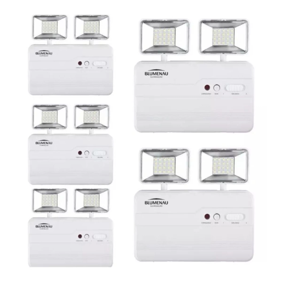 Kit 5 Luminária de Emergência LED Blumenau Iluminação 2 Faróis 2200 Lúmens Bivolt