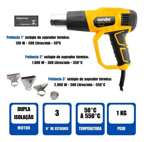 Soprador Térmico Vonder STV200 2000W Soprador Térmico Vonder STV200 2000W