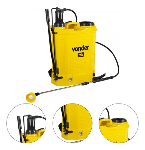 Pulverizador costal 2 em 1 manual ou bateria com bateria de lítio 18 litros VONDER