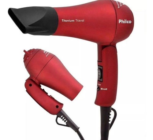 Secador de Cabelos Titanium Travel Vermelho Philco Bivolt