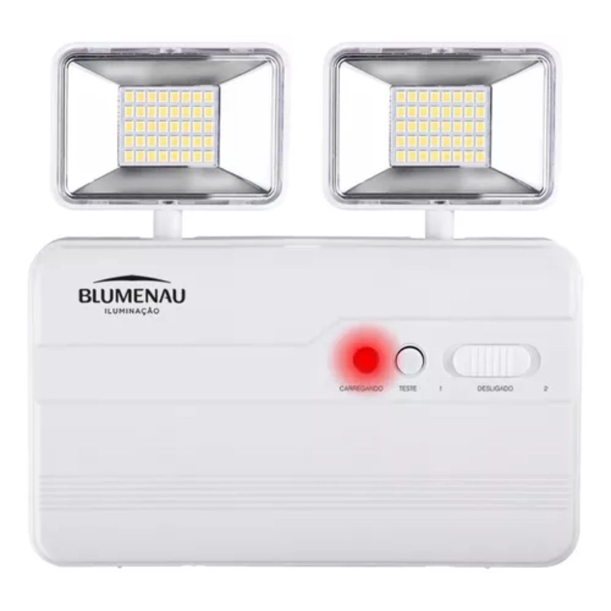 Kit 60 Luminária de Emergência LED Blumenau Iluminação 2 Faróis Quadrados 1200 Lúmens Bivolt