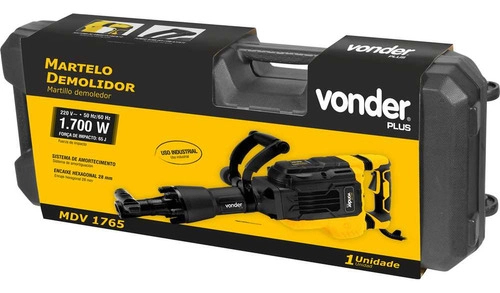 Martelo demolidor 1700W 65 joules MDV1765 220V VONDER PLUS Martelo demolidor 1700W 65 joules MDV1765 220V VONDER PLUS