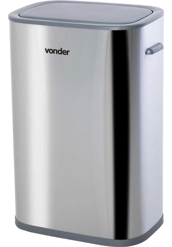Lixeira retangular com sensor de abertura 55 litros inox cinza VONDER