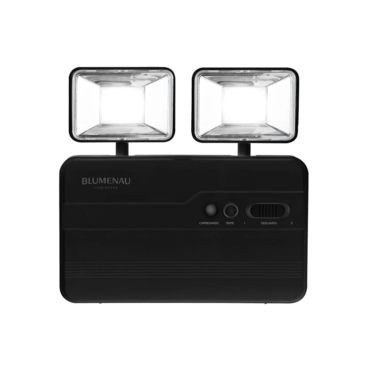 Kit 5 Luminária Emergência LED 2Faróis 5W 1200lm Preta Blumenau