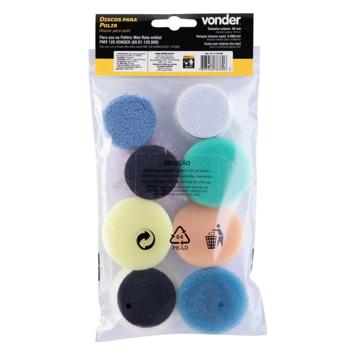 Jogo de discos para polir com 8pçs para PMV120 VONDER